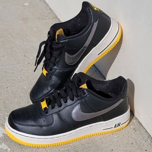 Rare Nike Air Force 1 Low Sneakers Size 8 Womens = 6.5Y Black Gold Charcoal